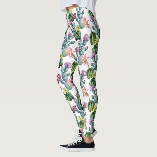 Leggings Motif d'aquarelle Cactus Art (Gauche)