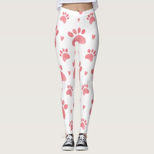 Leggings Motif d'aquarelle Cat Paws (Devant)