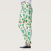 Leggings Motif d'aquarelle de cactus vert Succulent (Gauche)