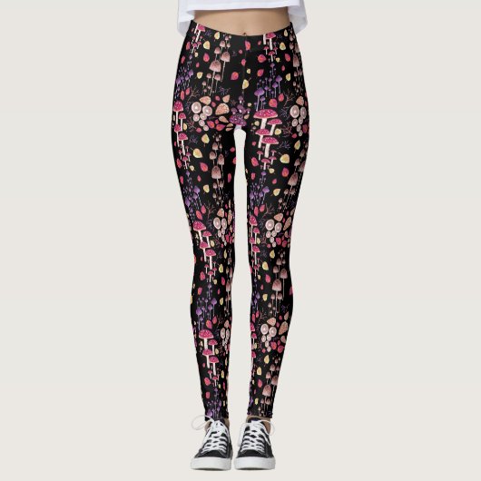 Leggings Motif d'aquarelle de nuit d'automne (Devant)