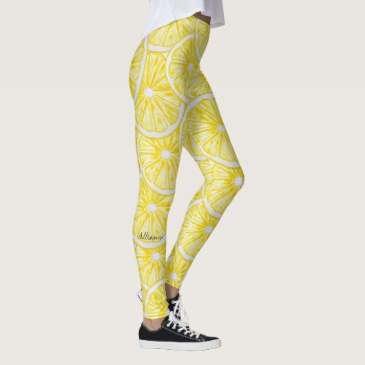 Leggings Motif d'aquarelle de tranches de citron (Droite)