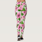 Leggings Motif d'aquarelle d'hibiscus rose (Dos)