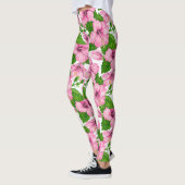 Leggings Motif d'aquarelle d'hibiscus rose (Gauche)