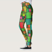 Leggings Motif d'aquarelle géométrique en verre tendu (Gauche)