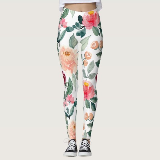Leggings Motif d'aquarelle Rose rose pâle (Devant)