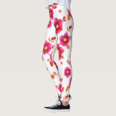 Leggings Motif d'aquarelle rose vibre (Gauche)