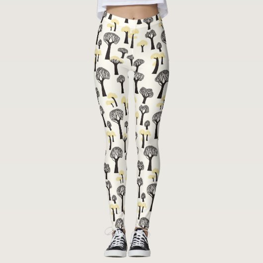 Leggings Motif d'arbre de baobab lunaire (Devant)
