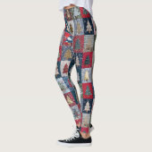 Leggings Motif d'arbre de Noël en patchwork festif (4) (Gauche)
