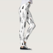 Leggings Motif d'arbre de Noël noir blanc (Droite)