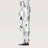 Leggings Motif d'arbre de Noël noir blanc (Gauche)
