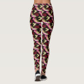 Leggings Motif D'Art Abstrait Maroon Et Vert (Dos)