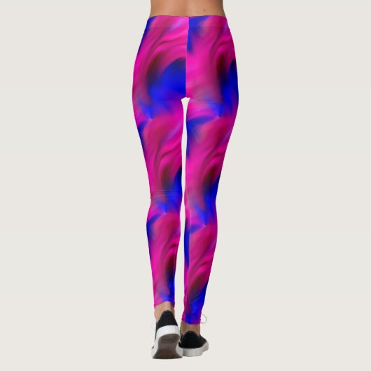 Leggings Motif d'art Abstrait rose et bleu (Dos)