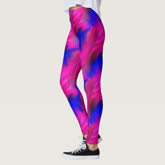 Leggings Motif d'art Abstrait rose et bleu (Gauche)