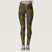 Leggings Motif D'Art Abstrait Vert Et Violet (Devant)