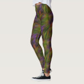 Leggings Motif D'Art Abstrait Vert Et Violet (Gauche)