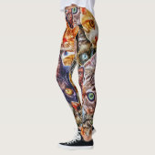 Leggings Motif d'art de chat (Gauche)