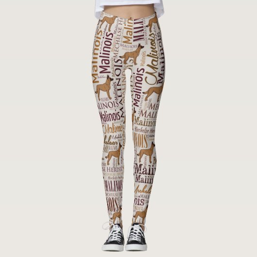 Leggings Motif d'art de mot de chien de Malinois de Belge (Devant)