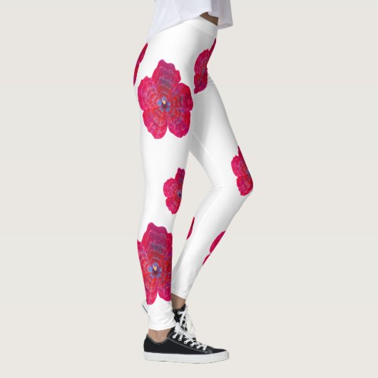 Leggings Motif d'art en fleurs rouges (Droite)