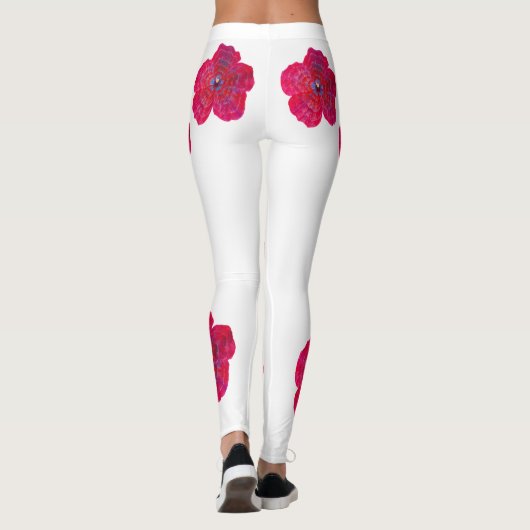 Leggings Motif d'art en fleurs rouges (Dos)