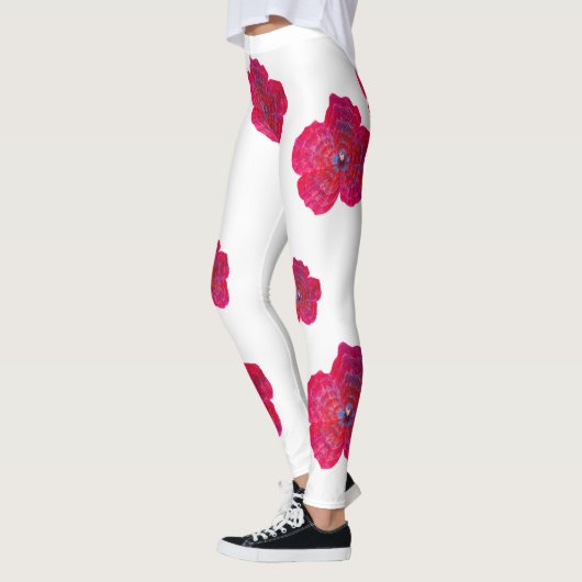 Leggings Motif d'art en fleurs rouges (Gauche)