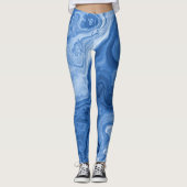 Leggings Motif d'art en marbre bleu foncé clair moyen (Devant)