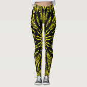 Leggings motif d'art mandala jaune abstrait (Devant)
