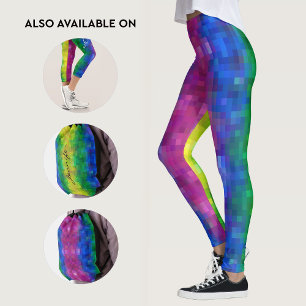 Leggings Motif d'art pixelliciel de dégradé de arc-en-ciel 