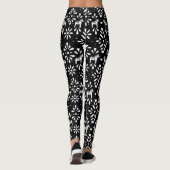 Leggings Motif d'art populaire Dala noir et blanc (Dos)