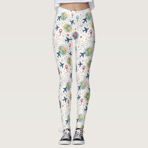 Leggings Motif d'aviation de voyage mondial (1)