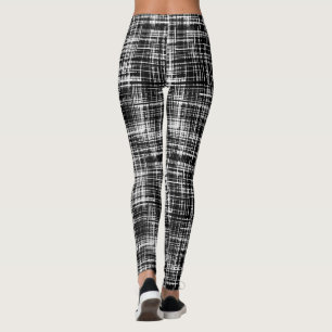 Leggings Motif de bande Abstrait noir et blanc