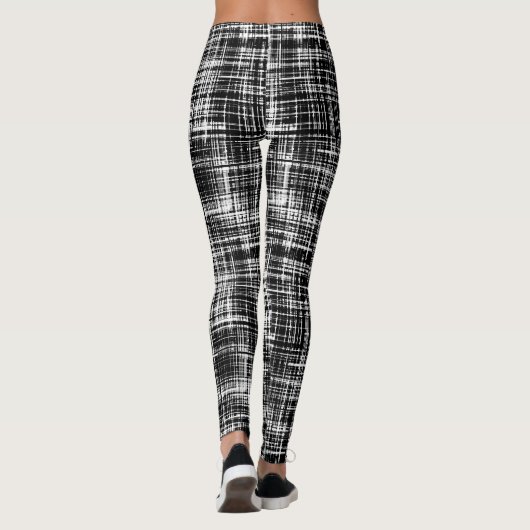 Leggings Motif de bande Abstrait noir et blanc (Dos)