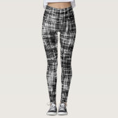 Leggings Motif de bande Abstrait noir et blanc (Devant)
