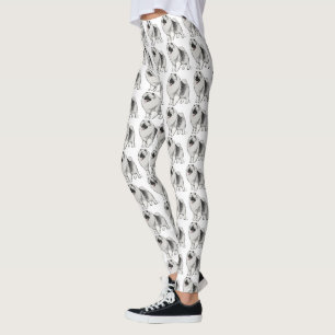 Leggings Motif de bande dessinée de chien de Keeshond