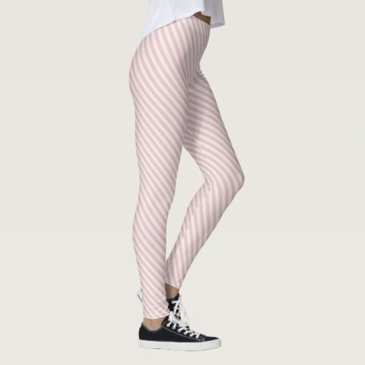Leggings Motif de bandes diagonales blanches roses (Droite)