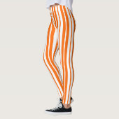 Leggings Motif de bandes verticales blanches orange (Gauche)