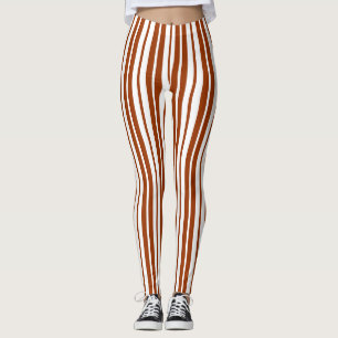 Leggings Motif de bandes verticales Brown blanches