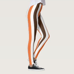 Leggings Motif de bandes verticales Brown orange