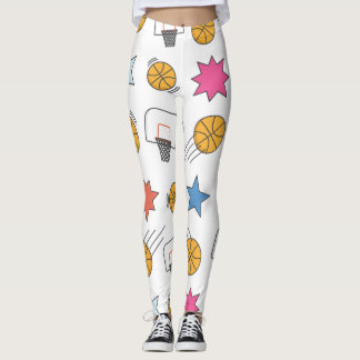 Leggings Motif de basket amusant - Blanc