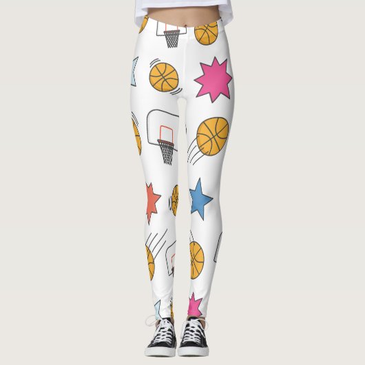 Leggings Motif de basket amusant - Blanc (Devant)
