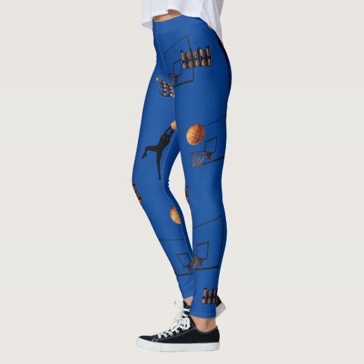 Leggings Motif de basket-ball bleu, (Gauche)