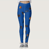 Leggings Motif de basket-ball bleu, (Devant)