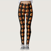 Leggings Motif De Basket-Ball Orange Et Noir, (Devant)