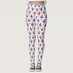 Leggings Motif de bateau à voile