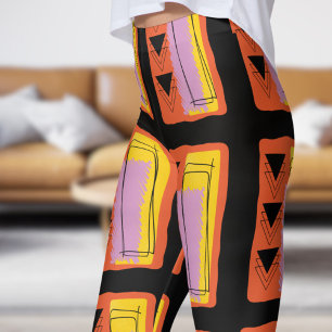 Leggings Motif de bloc Abstrait noir moderne