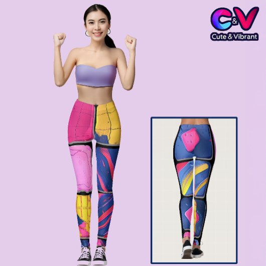 Leggings Motif de blocs colorés abstraits