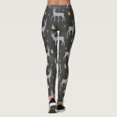 Leggings Motif de bois de cerf d'hiver noir rustique (Dos)