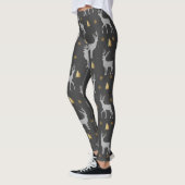 Leggings Motif de bois de cerf d'hiver noir rustique (Gauche)