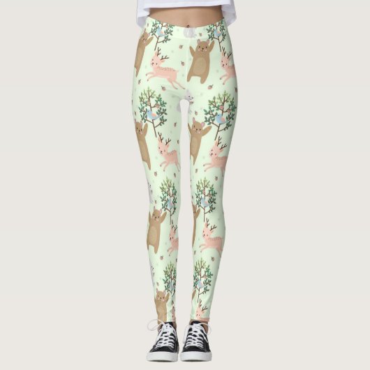 Leggings Motif De Bois D'Ours Et De Cerfs (Devant)