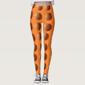 Leggings Motif de boules de panier orange, (Devant)