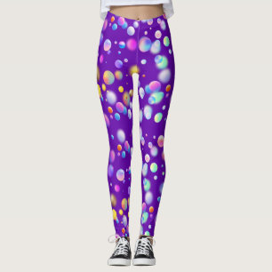 Leggings motif de boules flottantes 3D. BG DPurple